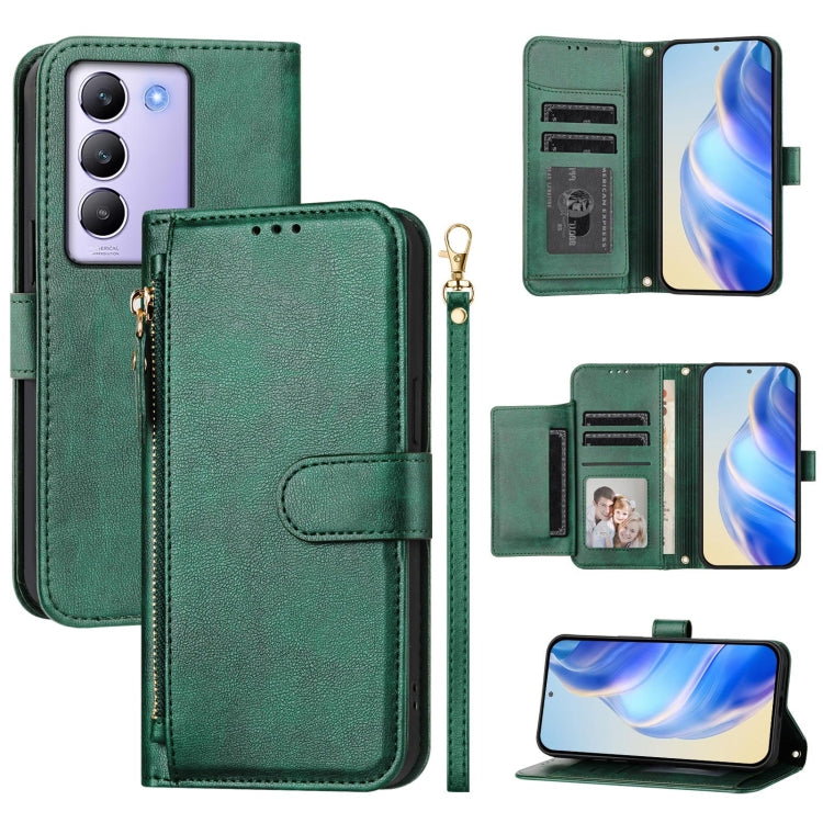 Multi-Card Slots Zipper Wallet Leather Phone Case, For vivo Y03 4G Global / Y18 4G, For vivo Y38 5G / Y200i / T3x Global, For vivo iQOO Z9x, For vivo iQOO Z9 / Z9 Turbo, For vivo Y100 IDN / T3 5G IDN, For vivo V30 5G / V30 Pro Global                   ...