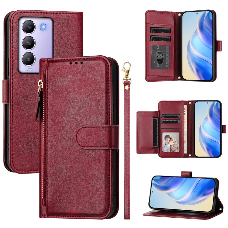 Multi-Card Slots Zipper Wallet Leather Phone Case, For vivo Y03 4G Global / Y18 4G, For vivo Y38 5G / Y200i / T3x Global, For vivo iQOO Z9x, For vivo iQOO Z9 / Z9 Turbo, For vivo Y100 IDN / T3 5G IDN, For vivo V30 5G / V30 Pro Global                   ...