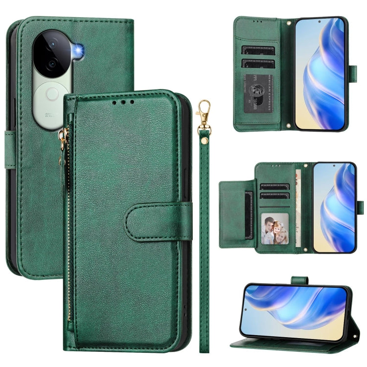 Multi-Card Slots Zipper Wallet Leather Phone Case, For vivo V40e 5G India / iQOO Z9s 5G, For vivo Y300 Pro, For vivo iQOO Z9s Pro 5G / T3 Pro 5G India, For vivo V40 Lite 5G / V30e 5G Global, For vivo S19 Pro, For vivo S19, For vivo Y28 4G              ...