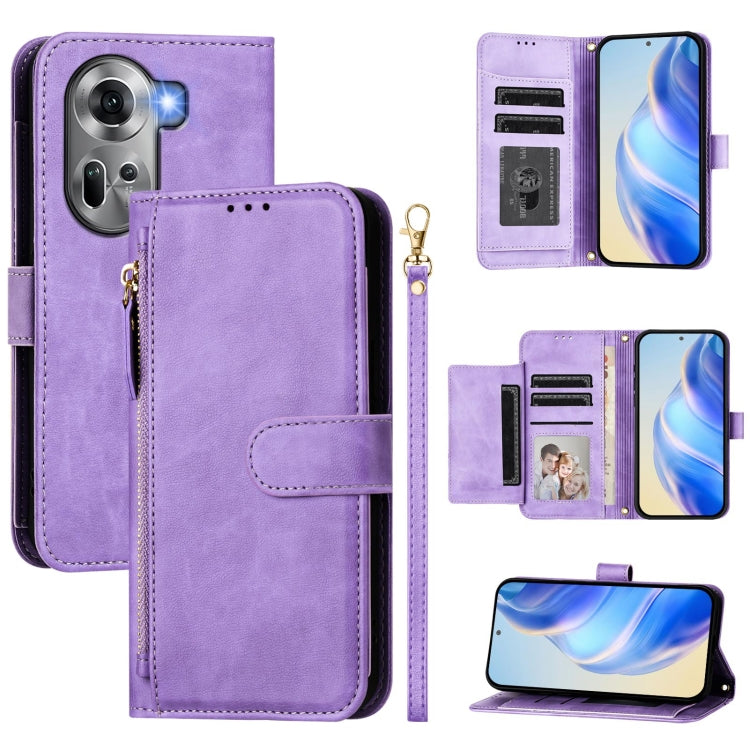 Multi-Card Slots Zipper Wallet Leather Phone Case, For OPPO A60 4G Global, For OPPO Reno11 F 5G Global, For OPPO Find X7, For OPPO Reno11 5G Global, For OPPO Reno11 Pro 5G Global, For OPPO Find X7 Ultra, For OPPO A38 4G / A18 4G Global, For OPPO Reno9 A