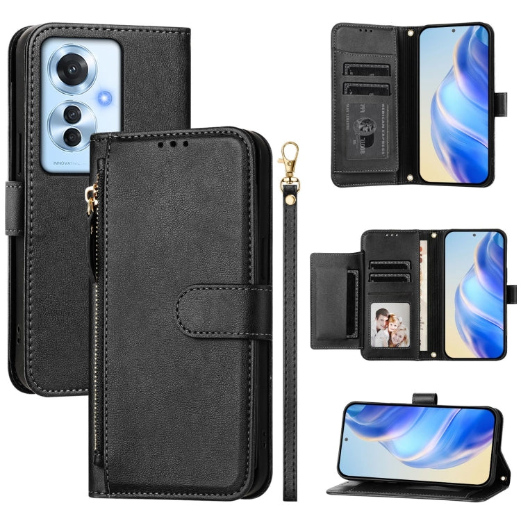 Multi-Card Slots Zipper Wallet Leather Phone Case, For OPPO A60 4G Global, For OPPO Reno11 F 5G Global, For OPPO Find X7, For OPPO Reno11 5G Global, For OPPO Reno11 Pro 5G Global, For OPPO Find X7 Ultra, For OPPO A38 4G / A18 4G Global, For OPPO Reno9 A