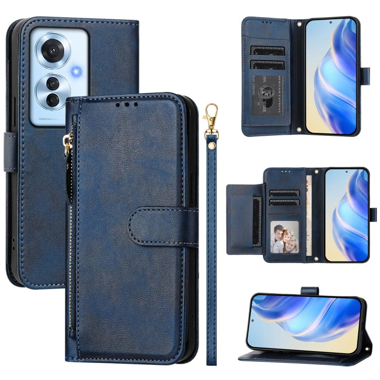 Multi-Card Slots Zipper Wallet Leather Phone Case, For OPPO A60 4G Global, For OPPO Reno11 F 5G Global, For OPPO Find X7, For OPPO Reno11 5G Global, For OPPO Reno11 Pro 5G Global, For OPPO Find X7 Ultra, For OPPO A38 4G / A18 4G Global, For OPPO Reno9 A