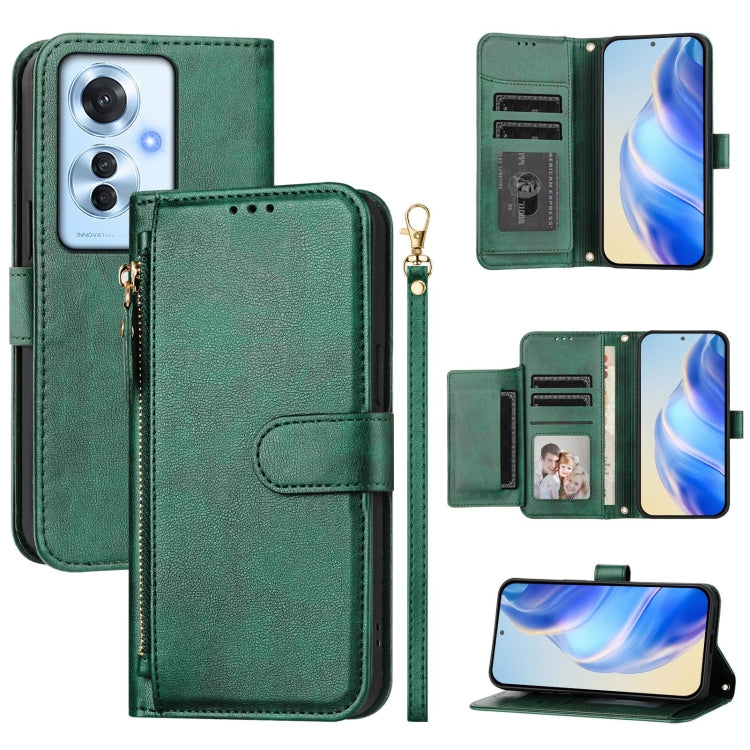 Multi-Card Slots Zipper Wallet Leather Phone Case, For OPPO A60 4G Global, For OPPO Reno11 F 5G Global, For OPPO Find X7, For OPPO Reno11 5G Global, For OPPO Reno11 Pro 5G Global, For OPPO Find X7 Ultra, For OPPO A38 4G / A18 4G Global, For OPPO Reno9 A
