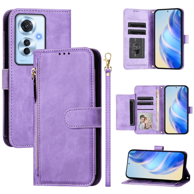 Multi-Card Slots Zipper Wallet Leather Phone Case, For OPPO A60 4G Global, For OPPO Reno11 F 5G Global, For OPPO Find X7, For OPPO Reno11 5G Global, For OPPO Reno11 Pro 5G Global, For OPPO Find X7 Ultra, For OPPO A38 4G / A18 4G Global, For OPPO Reno9 A