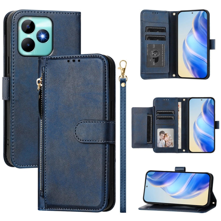 Multi-Card Slots Zipper Wallet Leather Phone Case, For Realme 13 Pro 5G / 13 Pro+ 5G, For Realme GT 6 5G / GT 6T 5G Global, For Realme C63 / C61 Global, For Realme 12 5G Global, For Realme 12+ 5G Global, For Realme Note 50 4G Global / C51 / C53        ...