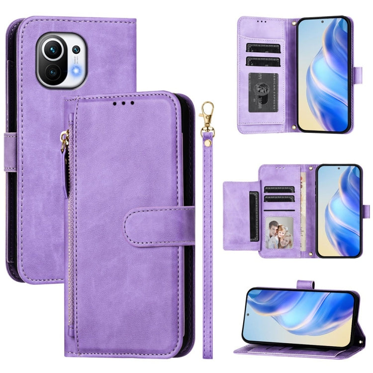 Multi-Card Slots Zipper Wallet Leather Phone Case, For Xiaomi 11T / 11T Pro, For Xiaomi Poco X3 GT, For Xiaomi Poco X3 Pro, For Xiaomi Mi 11 Ultra, For Xiaomi Mi 11 Pro, For Xiaomi Mi 11