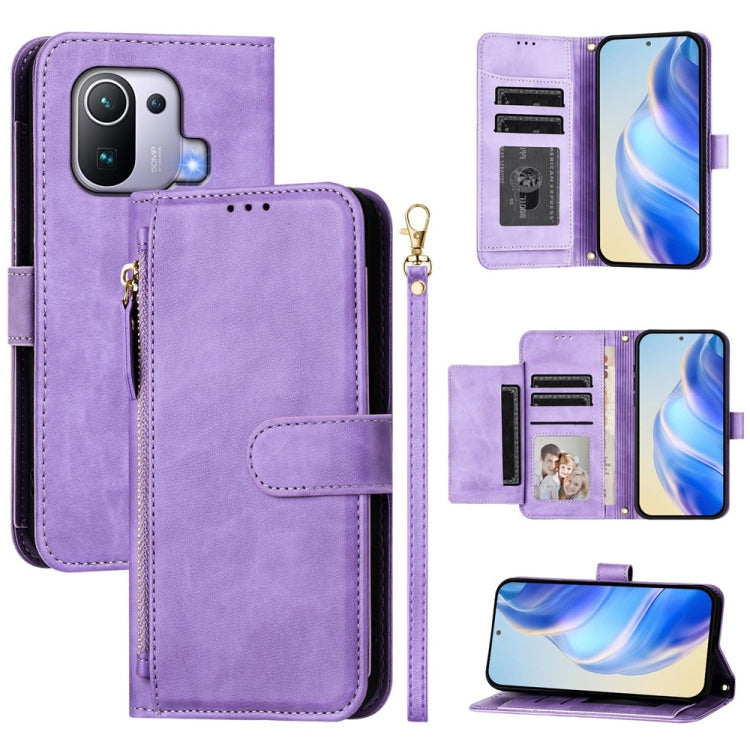 Multi-Card Slots Zipper Wallet Leather Phone Case, For Xiaomi 11T / 11T Pro, For Xiaomi Poco X3 GT, For Xiaomi Poco X3 Pro, For Xiaomi Mi 11 Ultra, For Xiaomi Mi 11 Pro, For Xiaomi Mi 11
