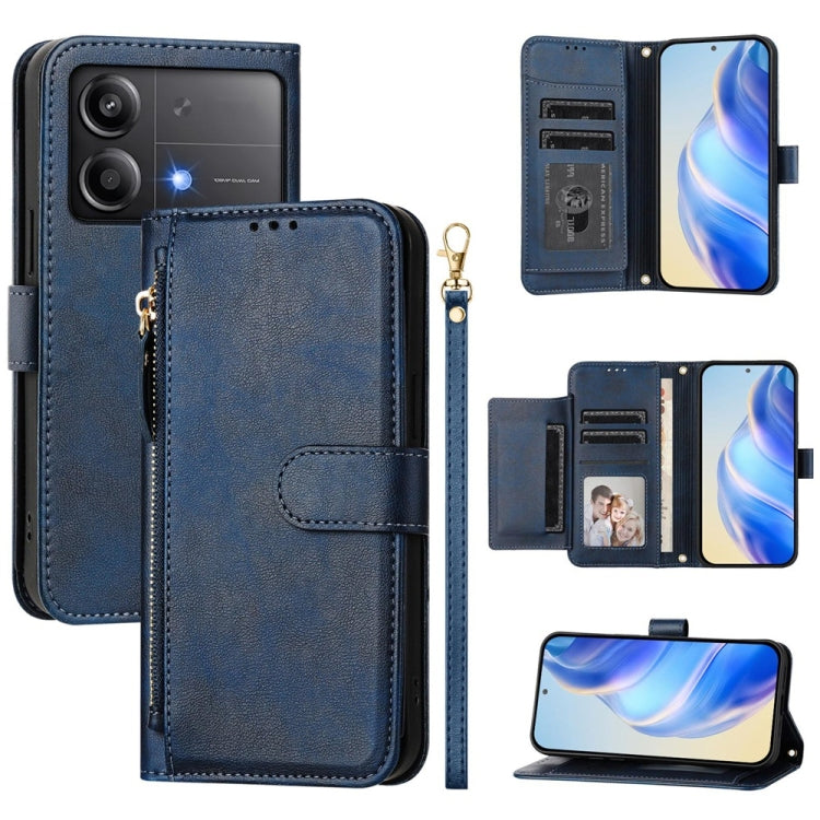 Multi-Card Slots Zipper Wallet Leather Phone Case, For Xiaomi Poco X7 Pro / Redmi Turbo 4, For Xiaomi Poco M7 Pro 5G / Redmi Note 14 5G, For Xiaomi 14T Pro, For Xiaomi 14T, For Xiaomi Poco F6, For Xiaomi Poco X6 Neo Global                              ...