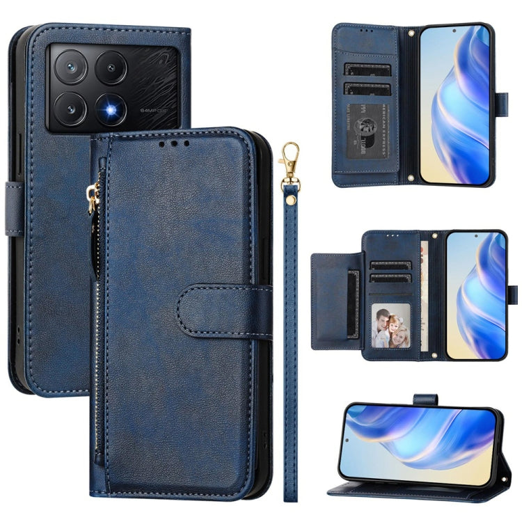 Multi-Card Slots Zipper Wallet Leather Phone Case, For Xiaomi Poco X7 Pro / Redmi Turbo 4, For Xiaomi Poco M7 Pro 5G / Redmi Note 14 5G, For Xiaomi 14T Pro, For Xiaomi 14T, For Xiaomi Poco F6, For Xiaomi Poco X6 Neo Global                              ...