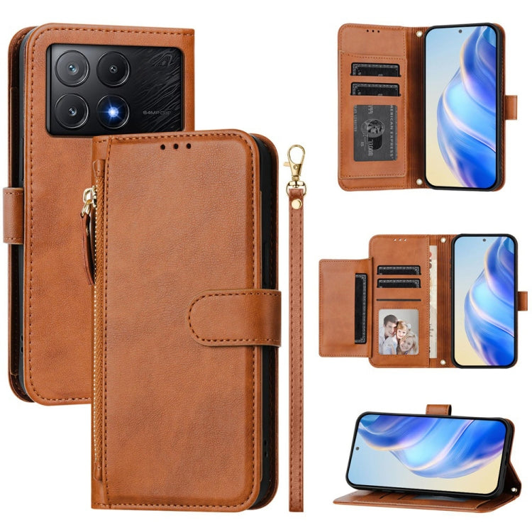 Multi-Card Slots Zipper Wallet Leather Phone Case, For Xiaomi Poco X7 Pro / Redmi Turbo 4, For Xiaomi Poco M7 Pro 5G / Redmi Note 14 5G, For Xiaomi 14T Pro, For Xiaomi 14T, For Xiaomi Poco F6, For Xiaomi Poco X6 Neo Global                              ...