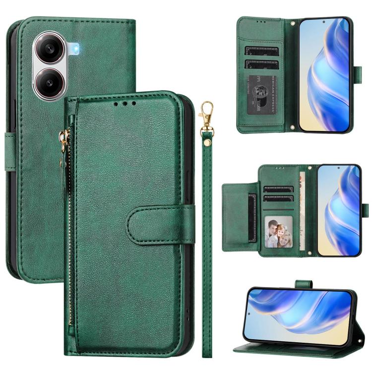 Multi-Card Slots Zipper Wallet Leather Phone Case, For Xiaomi Poco X7 Pro / Redmi Turbo 4, For Xiaomi Poco M7 Pro 5G / Redmi Note 14 5G, For Xiaomi 14T Pro, For Xiaomi 14T, For Xiaomi Poco F6, For Xiaomi Poco X6 Neo Global                              ...