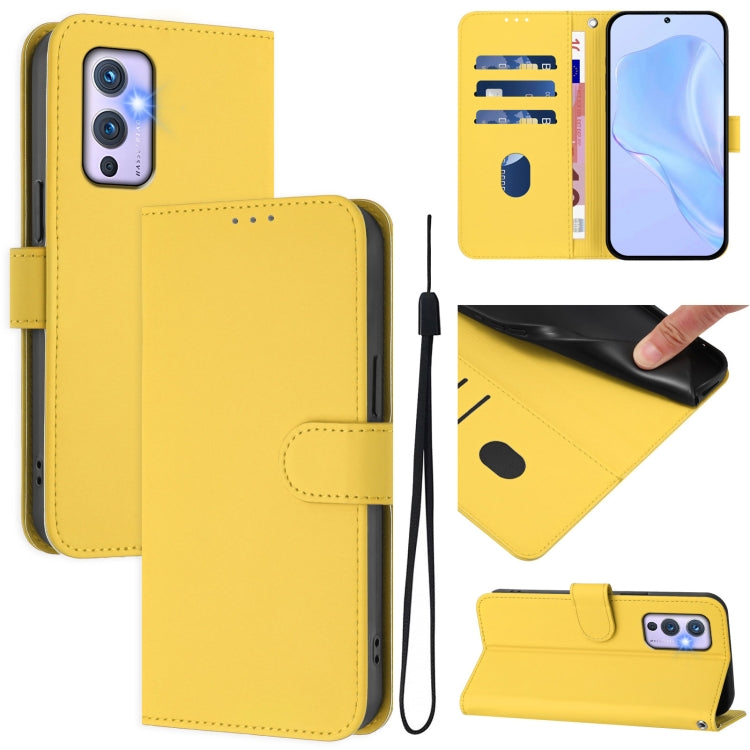 Skin Feel Solid Color Leather Phone Case with Lanyard, For OnePlus 9 Pro, For OnePlus 9