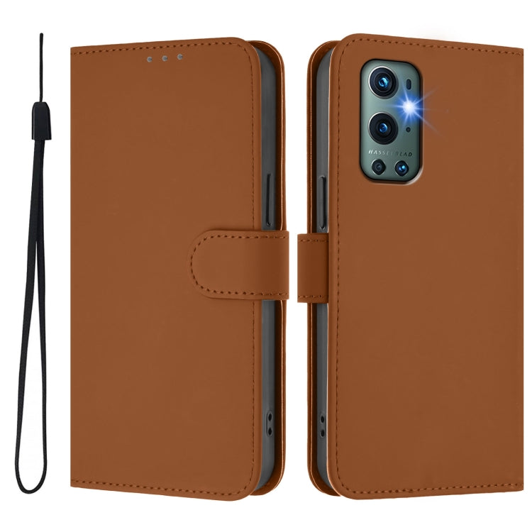 Skin Feel Solid Color Leather Phone Case with Lanyard, For OnePlus 9 Pro, For OnePlus 9