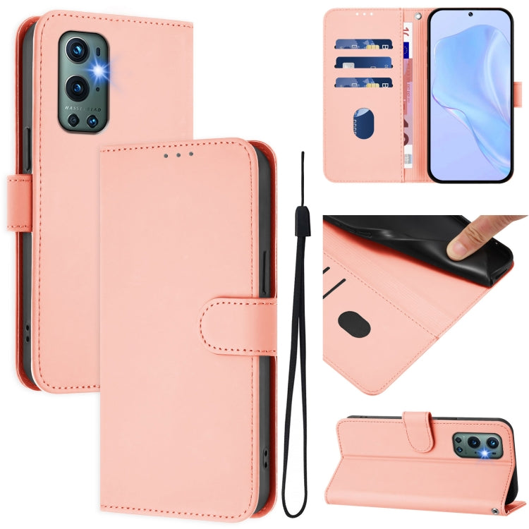 Skin Feel Solid Color Leather Phone Case with Lanyard, For OnePlus 9 Pro, For OnePlus 9