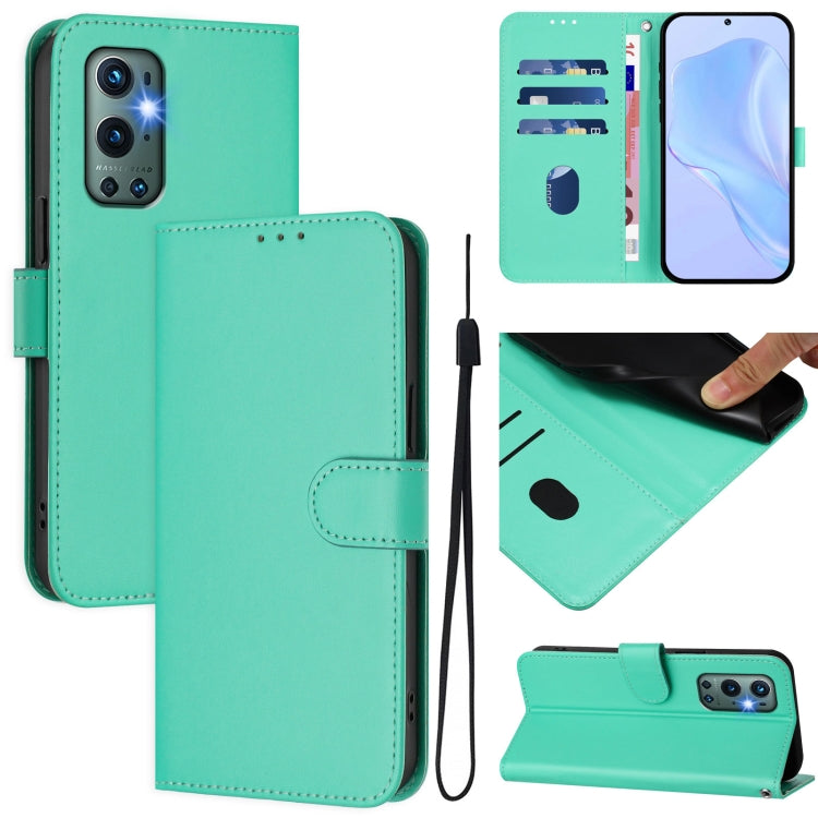 Skin Feel Solid Color Leather Phone Case with Lanyard, For OnePlus 9 Pro, For OnePlus 9