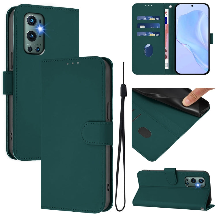 Skin Feel Solid Color Leather Phone Case with Lanyard, For OnePlus 9 Pro, For OnePlus 9