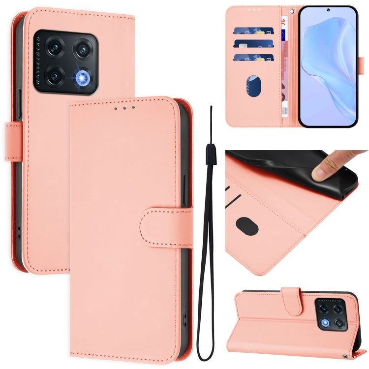Skin Feel Solid Color Leather Phone Case with Lanyard, For OnePlus Nord CE 2 5G, For OnePlus 10 Pro 5G