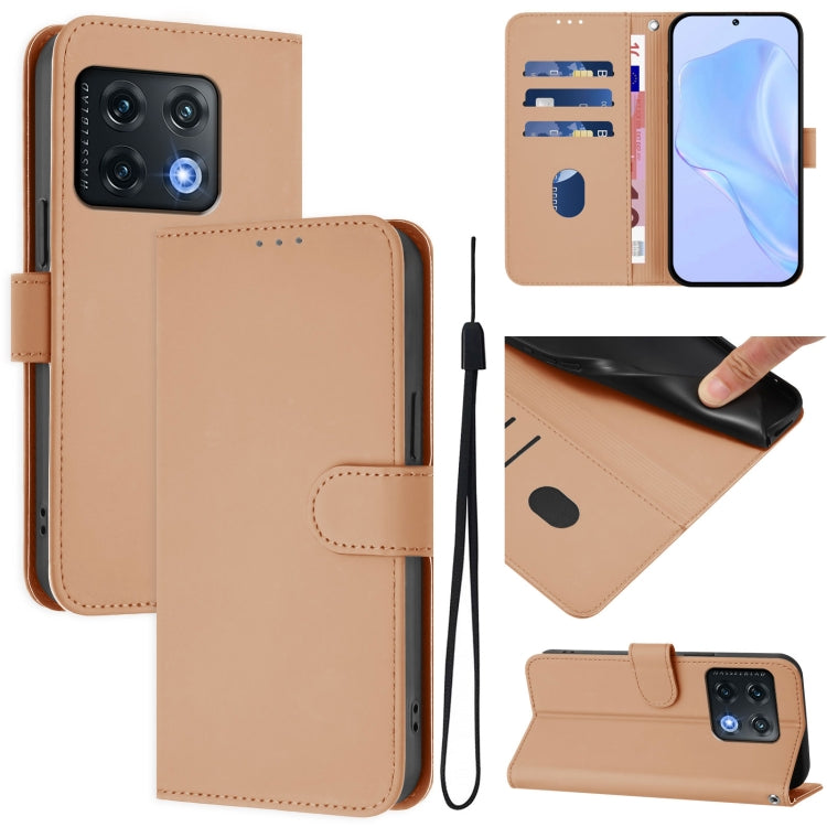 Skin Feel Solid Color Leather Phone Case with Lanyard, For OnePlus Nord CE 2 5G, For OnePlus 10 Pro 5G