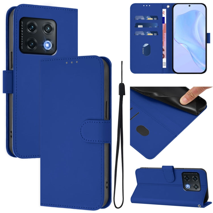 Skin Feel Solid Color Leather Phone Case with Lanyard, For OnePlus Nord CE 2 5G, For OnePlus 10 Pro 5G