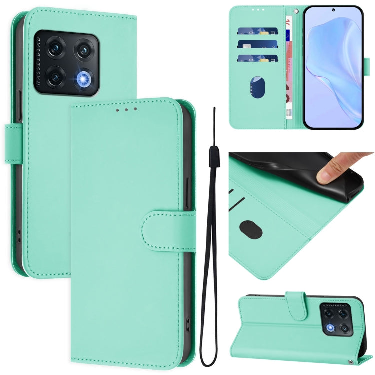 Skin Feel Solid Color Leather Phone Case with Lanyard, For OnePlus Nord CE 2 5G, For OnePlus 10 Pro 5G