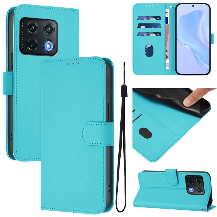 Skin Feel Solid Color Leather Phone Case with Lanyard, For OnePlus Nord CE 2 5G, For OnePlus 10 Pro 5G