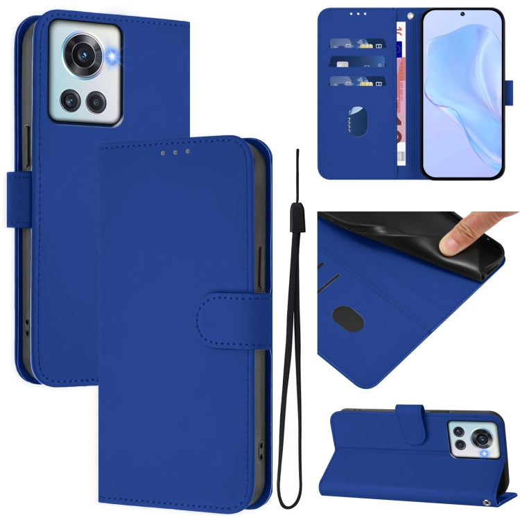 Skin Feel Solid Color Leather Phone Case with Lanyard, For OnePlus Nord 2T, For OnePlus 10R / Ace