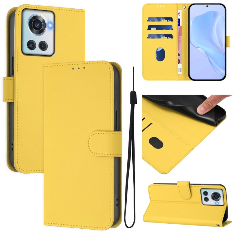 Skin Feel Solid Color Leather Phone Case with Lanyard, For OnePlus Nord 2T, For OnePlus 10R / Ace
