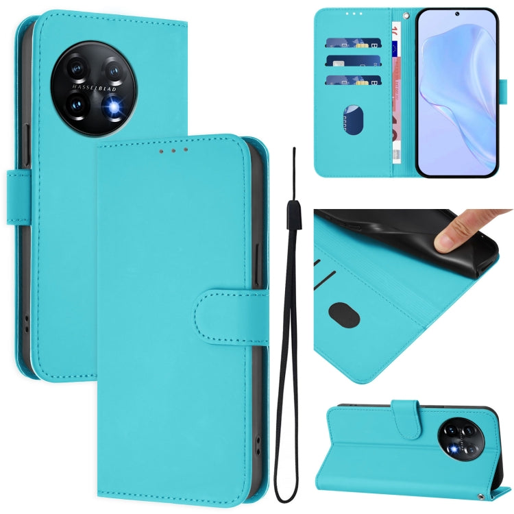 Skin Feel Solid Color Leather Phone Case with Lanyard, For OnePlus 11, For OnePlus Ace Pro 5G