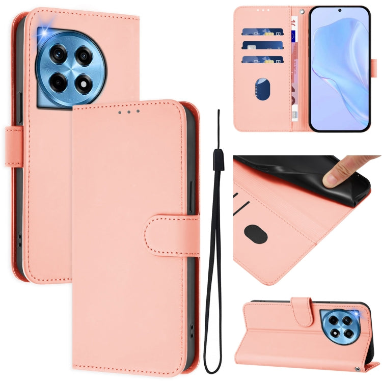 Skin Feel Solid Color Leather Phone Case with Lanyard, For OnePlus Nord N30 SE 5G, For OnePlus 12R 5G Global