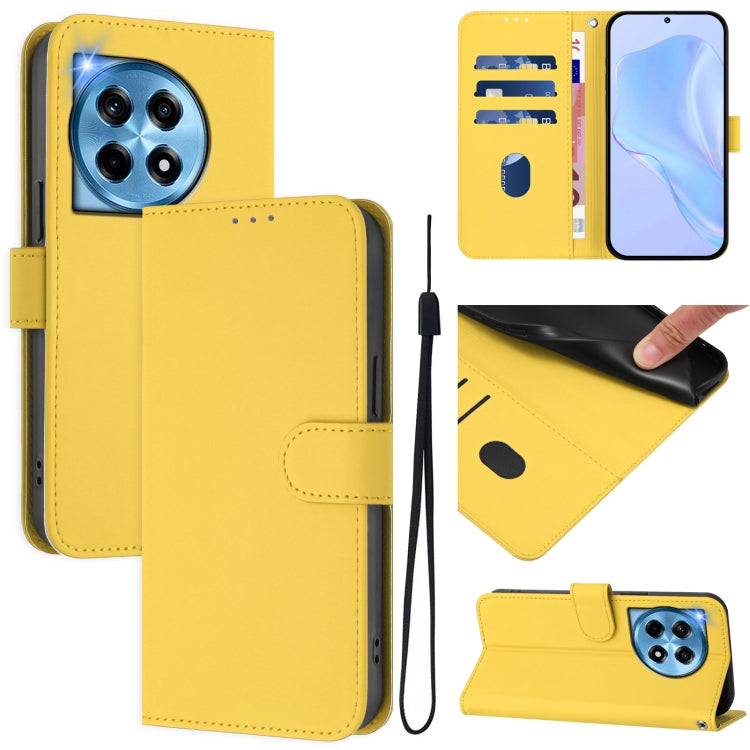 Skin Feel Solid Color Leather Phone Case with Lanyard, For OnePlus Nord N30 SE 5G, For OnePlus 12R 5G Global