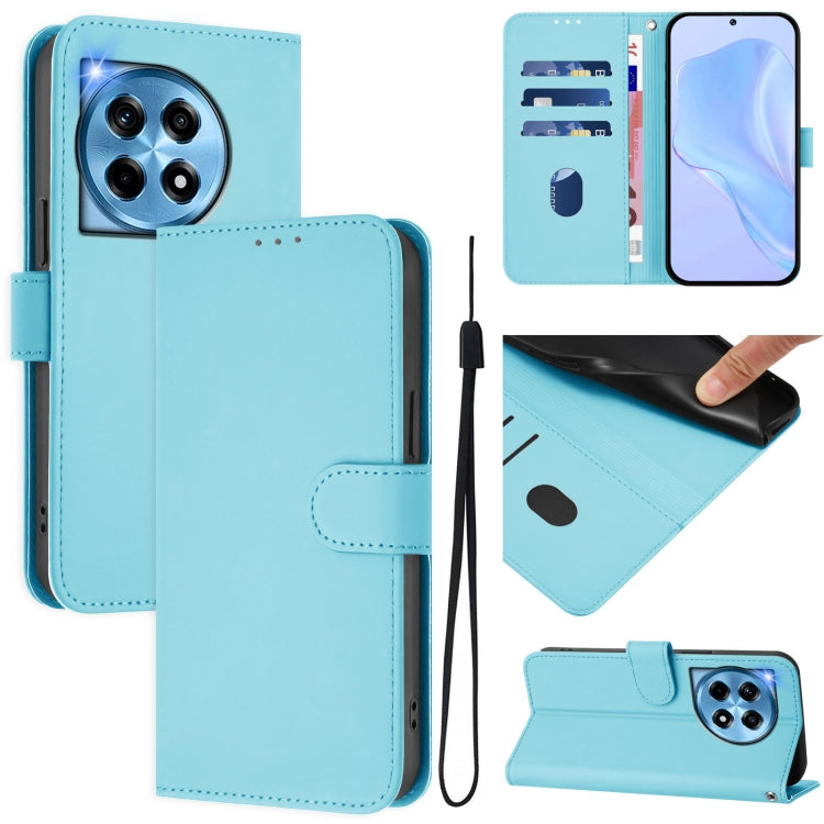 Skin Feel Solid Color Leather Phone Case with Lanyard, For OnePlus Nord N30 SE 5G, For OnePlus 12R 5G Global