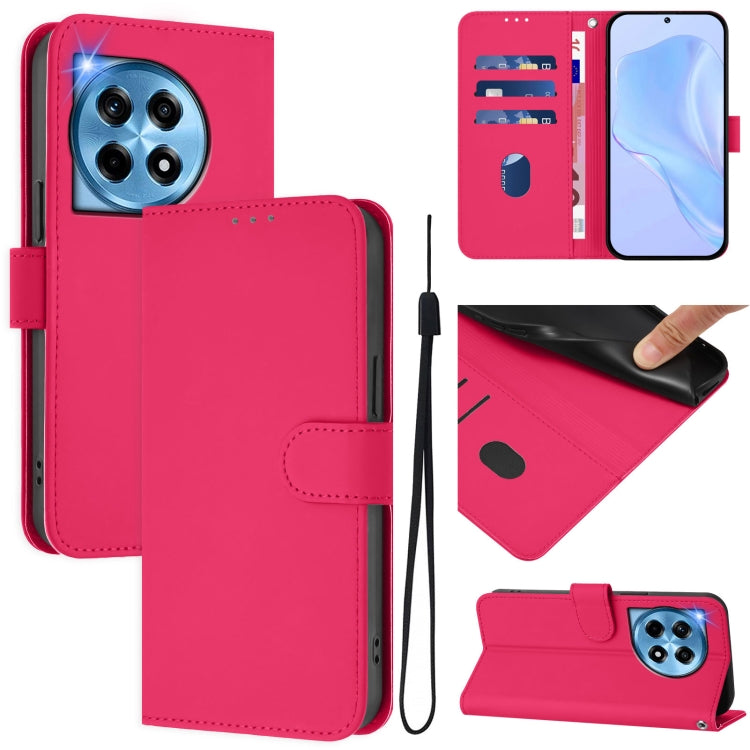 Skin Feel Solid Color Leather Phone Case with Lanyard, For OnePlus Nord N30 SE 5G, For OnePlus 12R 5G Global