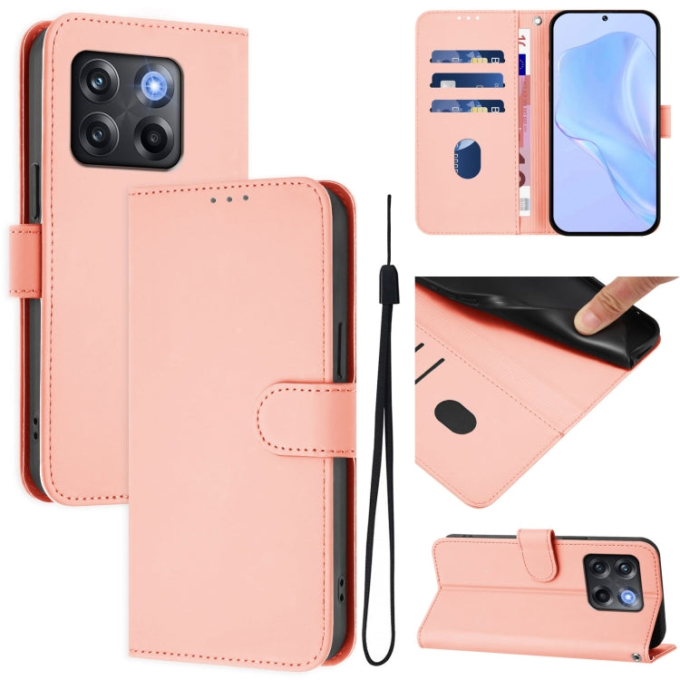 Skin Feel Solid Color Leather Phone Case with Lanyard, For OnePlus 11, For OnePlus Ace Pro 5G