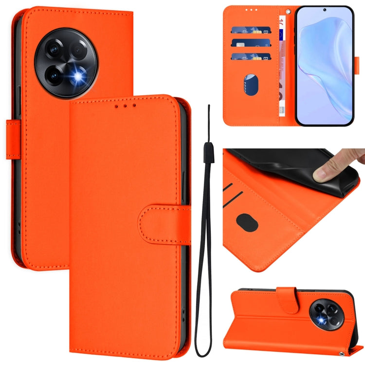 Skin Feel Solid Color Leather Phone Case with Lanyard, For OnePlus Nord 3 / Ace 2V, For OnePlus 11R 5G Global