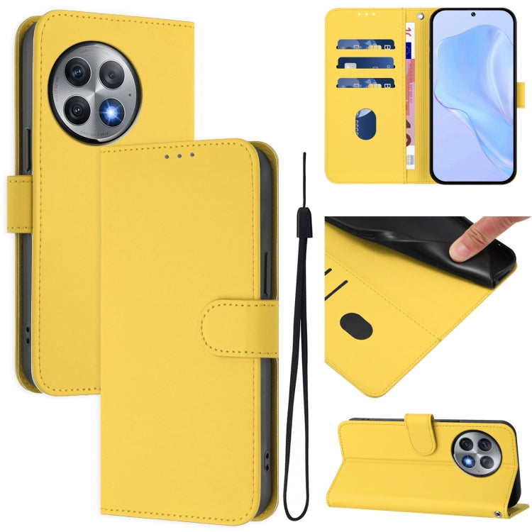 Skin Feel Solid Color Leather Phone Case with Lanyard, For OnePlus 12 5G Global, For OnePlus Ace 2 Pro 5G