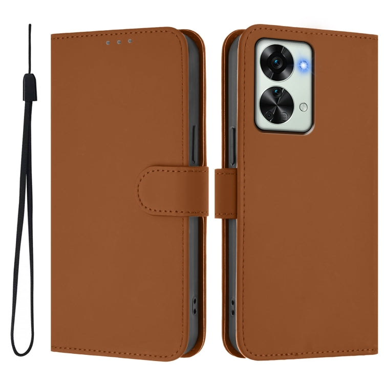 Skin Feel Solid Color Leather Phone Case with Lanyard, For OnePlus Nord 2T, For OnePlus 10R / Ace
