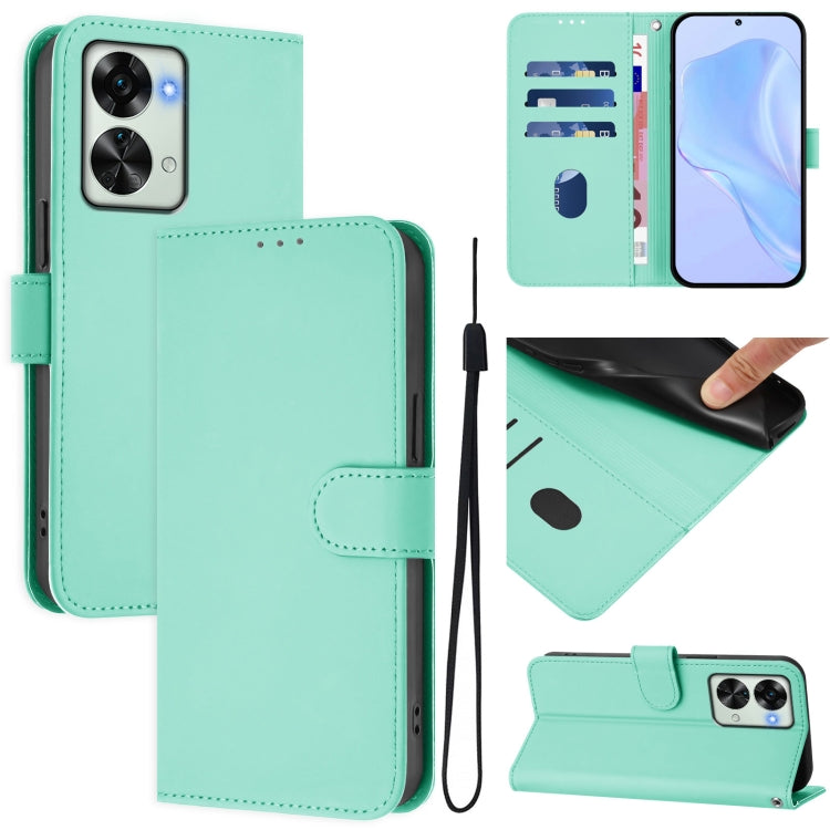 Skin Feel Solid Color Leather Phone Case with Lanyard, For OnePlus Nord 2T, For OnePlus 10R / Ace