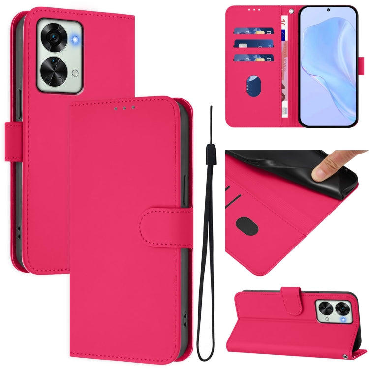 Skin Feel Solid Color Leather Phone Case with Lanyard, For OnePlus Nord 2T, For OnePlus 10R / Ace