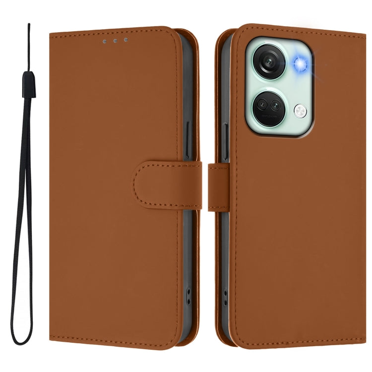 Skin Feel Solid Color Leather Phone Case with Lanyard, For OnePlus Nord 3 / Ace 2V, For OnePlus 11R 5G Global
