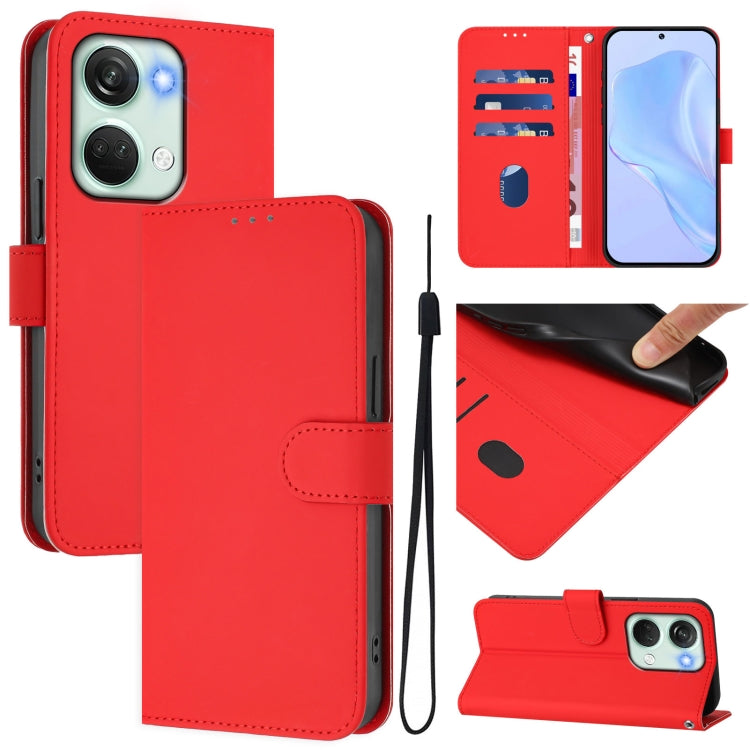 Skin Feel Solid Color Leather Phone Case with Lanyard, For OnePlus Nord 3 / Ace 2V, For OnePlus 11R 5G Global