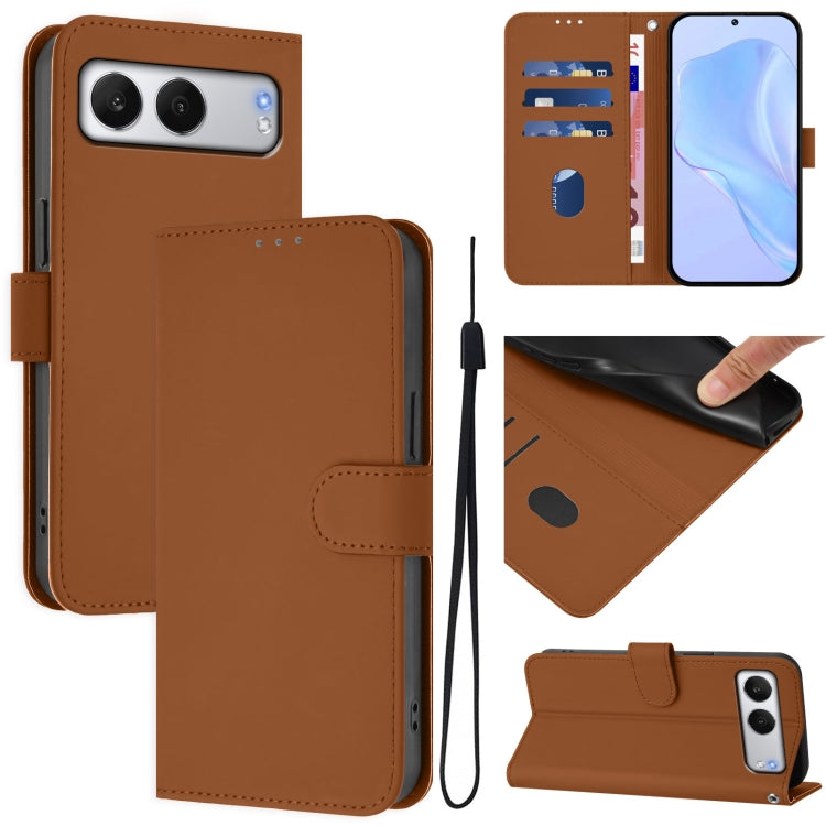 Skin Feel Solid Color Leather Phone Case with Lanyard, For OnePlus Ace 5 Pro / Ace 5 / 13R, For OnePlus Nord 4 5G