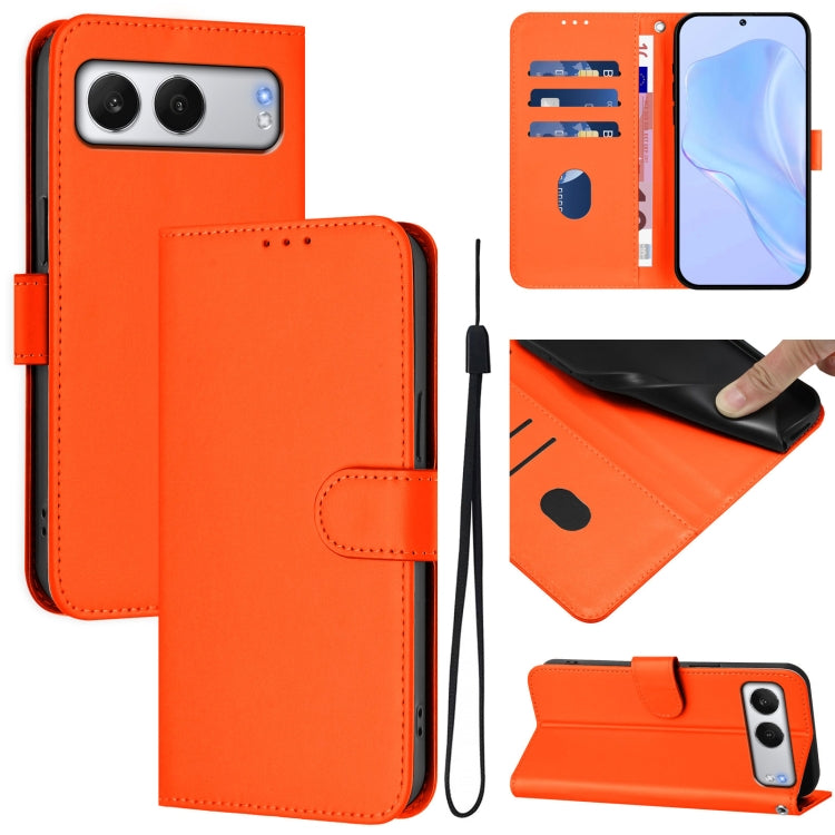 Skin Feel Solid Color Leather Phone Case with Lanyard, For OnePlus Ace 5 Pro / Ace 5 / 13R, For OnePlus Nord 4 5G