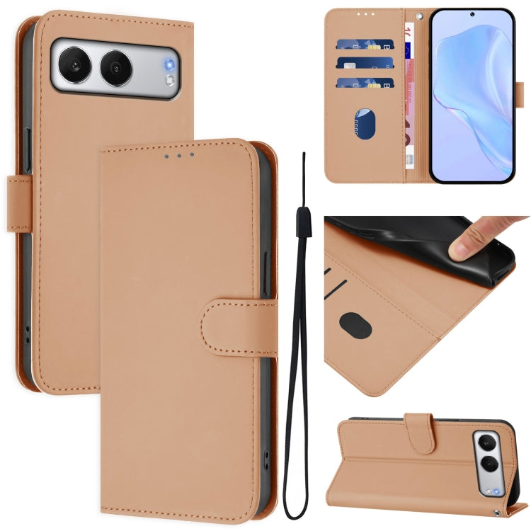 Skin Feel Solid Color Leather Phone Case with Lanyard, For OnePlus Ace 5 Pro / Ace 5 / 13R, For OnePlus Nord 4 5G