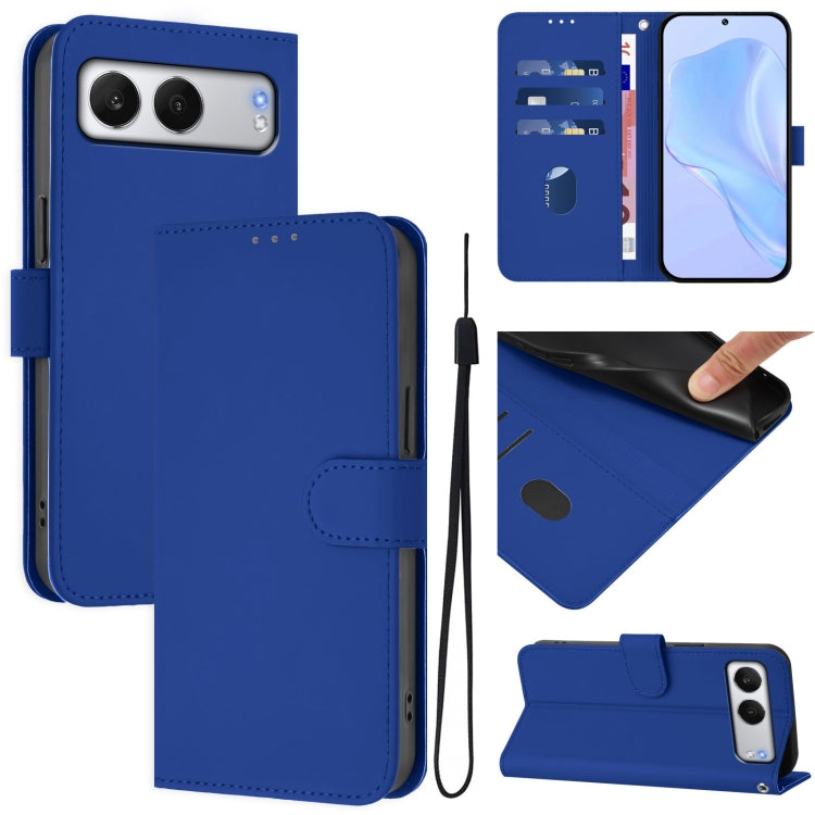 Skin Feel Solid Color Leather Phone Case with Lanyard, For OnePlus Ace 5 Pro / Ace 5 / 13R, For OnePlus Nord 4 5G