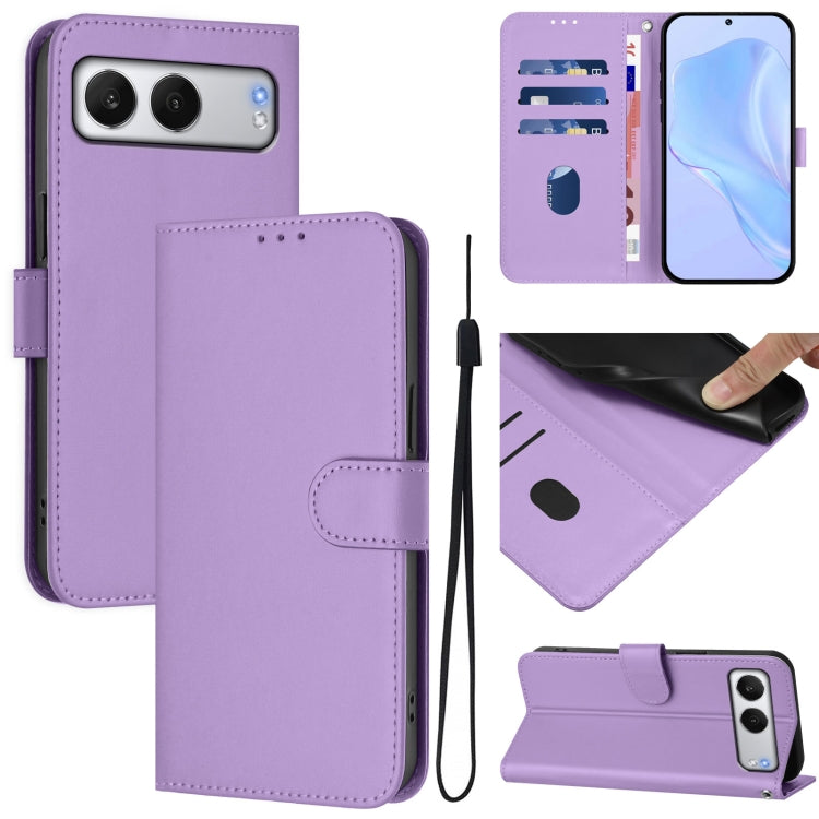 Skin Feel Solid Color Leather Phone Case with Lanyard, For OnePlus Ace 5 Pro / Ace 5 / 13R, For OnePlus Nord 4 5G