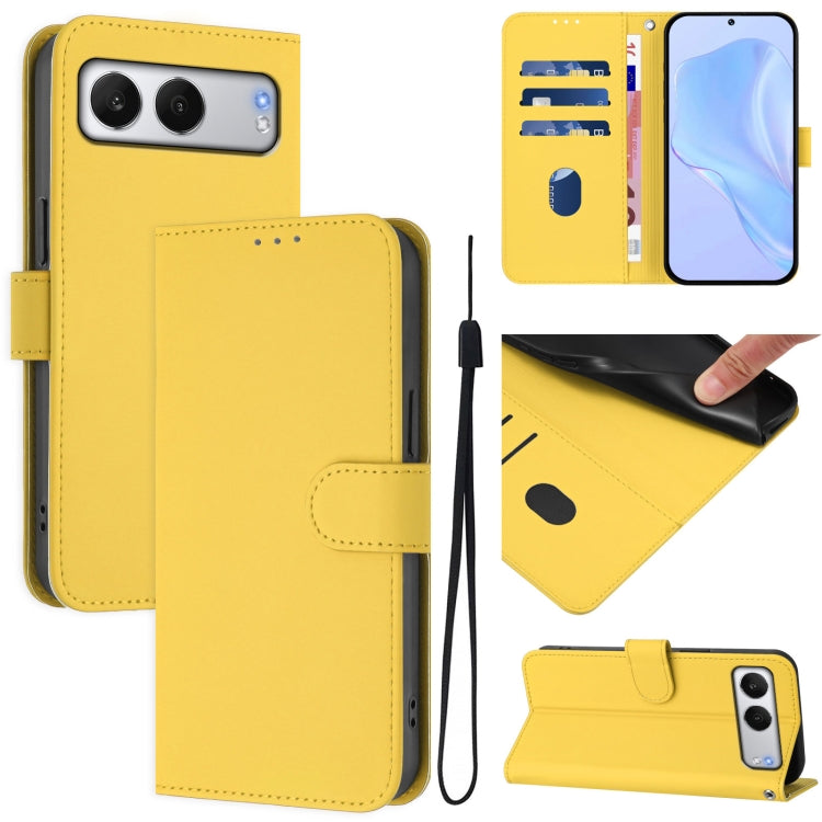 Skin Feel Solid Color Leather Phone Case with Lanyard, For OnePlus Ace 5 Pro / Ace 5 / 13R, For OnePlus Nord 4 5G
