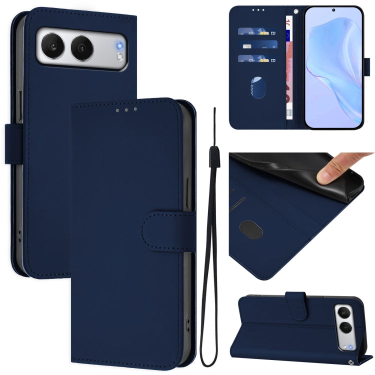 Skin Feel Solid Color Leather Phone Case with Lanyard, For OnePlus Ace 5 Pro / Ace 5 / 13R, For OnePlus Nord 4 5G