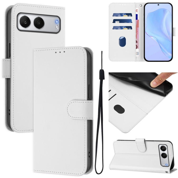Skin Feel Solid Color Leather Phone Case with Lanyard, For OnePlus Ace 5 Pro / Ace 5 / 13R, For OnePlus Nord 4 5G