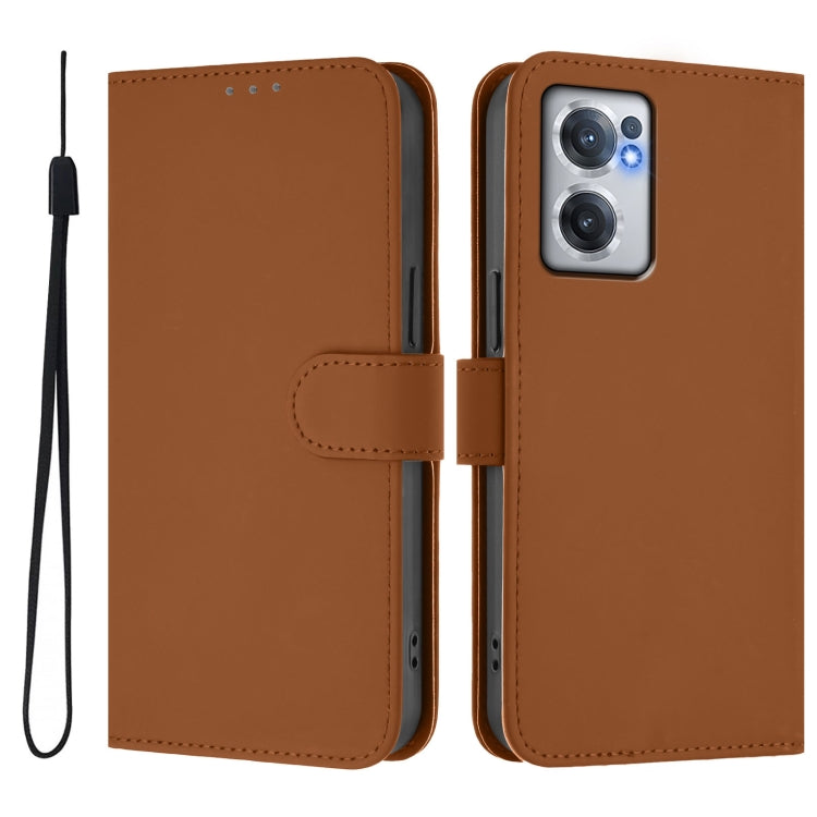 Skin Feel Solid Color Leather Phone Case with Lanyard, For OnePlus Nord CE 2 5G, For OnePlus 10 Pro 5G