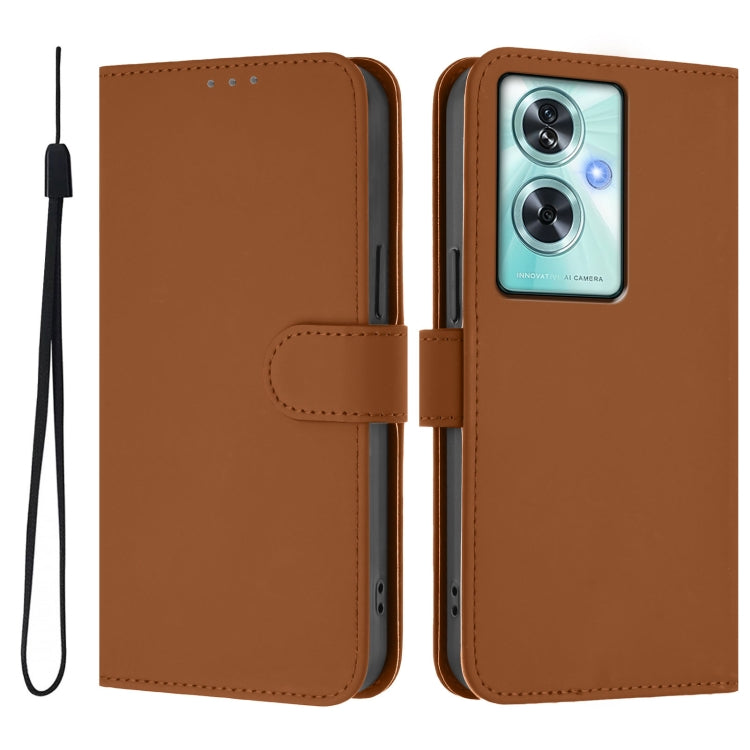 Skin Feel Solid Color Leather Phone Case with Lanyard, For OnePlus Nord N30 SE 5G, For OnePlus 12R 5G Global